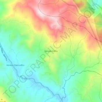 Mapa topográfico Vereda Zafra, altitude, relevo
