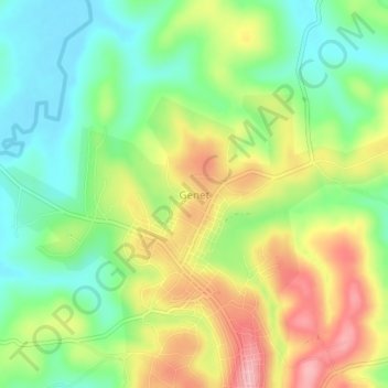Mapa topográfico Genet, altitude, relevo