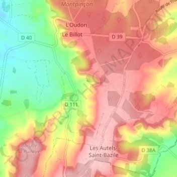 Mapa topográfico Montpinçon, altitude, relevo