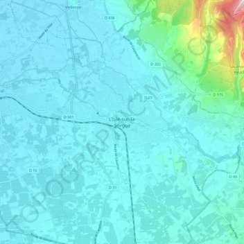 Mapa topográfico L'Isle-sur-la-Sorgue, altitude, relevo