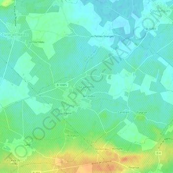 Mapa topográfico La Landette, altitude, relevo