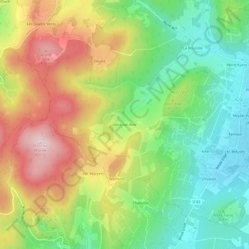 Mapa topográfico Vaux-sur-Aine, altitude, relevo