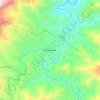 Mapa topográfico El Plateado, altitude, relevo