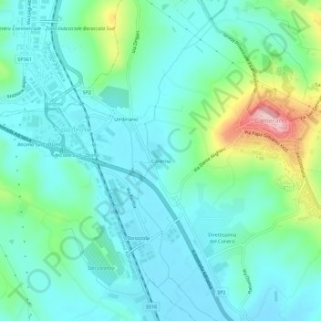 Mapa topográfico Cisterna, altitude, relevo