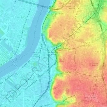 Mapa topográfico Hameau de Lissandre, altitude, relevo