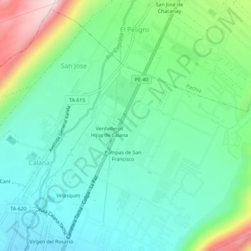 Mapa topográfico Santa María, altitude, relevo