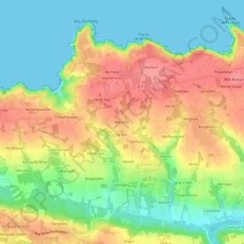 Mapa topográfico Mescran, altitude, relevo