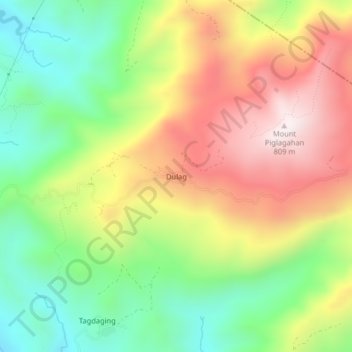 Mapa topográfico Dulag, altitude, relevo