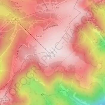 Mapa topográfico Kastelberg, altitude, relevo