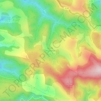 Mapa topográfico Escoubilhac, altitude, relevo
