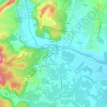 Mapa topográfico La Madeleine, altitude, relevo