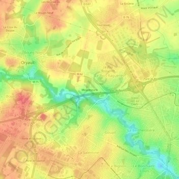 Mapa topográfico Moquesouris, altitude, relevo