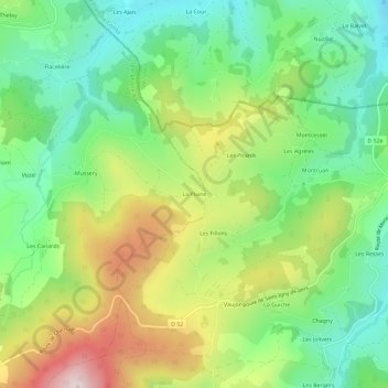 Mapa topográfico La Plaine, altitude, relevo