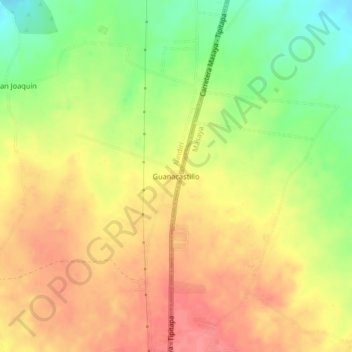 Mapa topográfico Guanacastillo, altitude, relevo