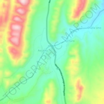 Mapa topográfico Cazon, altitude, relevo