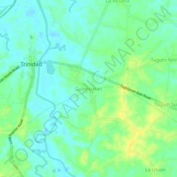 Mapa topográfico Guinobatan, altitude, relevo