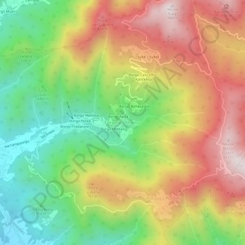 Mapa topográfico Forame, altitude, relevo