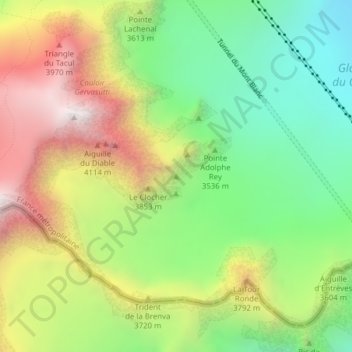 Mapa topográfico Le Grand Capucin, altitude, relevo