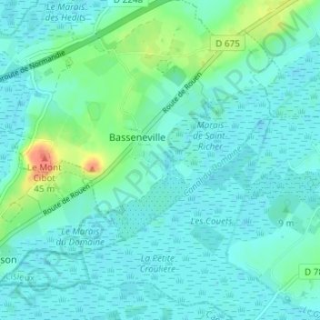 Mapa topográfico Le Domaine, altitude, relevo