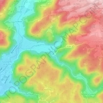 Mapa topográfico Saphoz, altitude, relevo