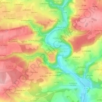 Mapa topográfico Le Champ des Pas, altitude, relevo