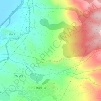 Mapa topográfico Pezuela, altitude, relevo
