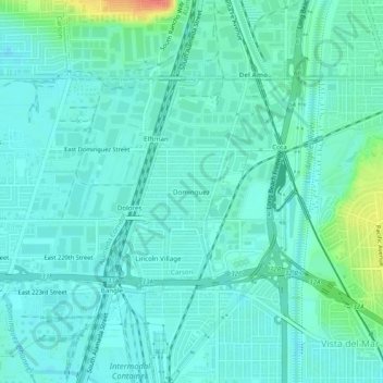 Mapa topográfico Dominguez, altitude, relevo