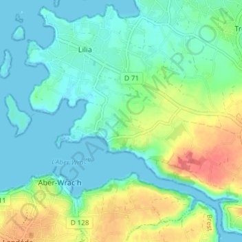 Mapa topográfico Kernevez Perroz, altitude, relevo