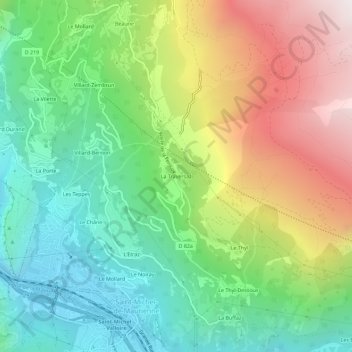 Mapa topográfico La Traversaz, altitude, relevo