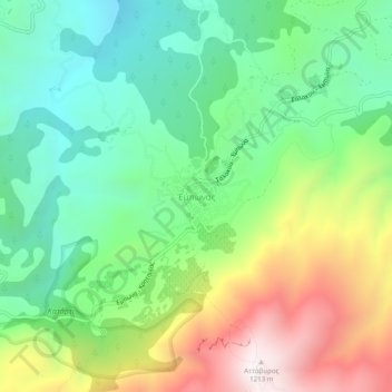 Mapa topográfico Embonas, altitude, relevo