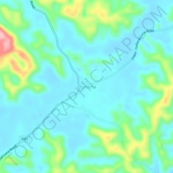 Mapa topográfico Osmeña, altitude, relevo
