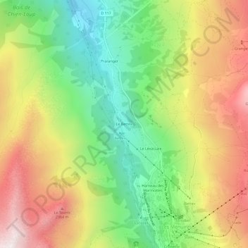 Mapa topográfico Le Bettex, altitude, relevo