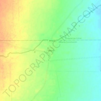 Mapa topográfico Tinoco, altitude, relevo