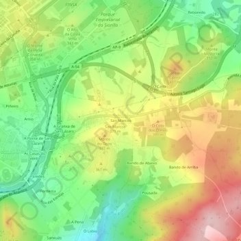 Mapa topográfico San Marcos, altitude, relevo