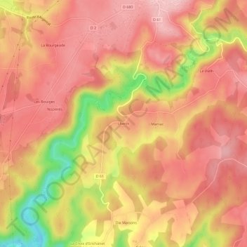 Mapa topográfico Lherm, altitude, relevo