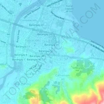 Mapa topográfico Barangay 35, altitude, relevo
