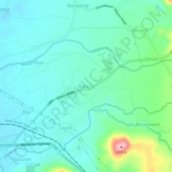 Mapa topográfico Batang, altitude, relevo