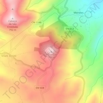 Mapa topográfico Assunção, altitude, relevo