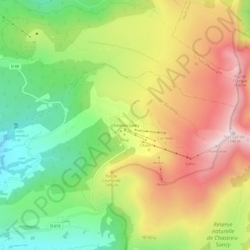 Mapa topográfico Chastreix-Sancy, altitude, relevo