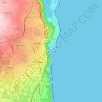 Mapa topográfico Santa Maria la Scala, altitude, relevo