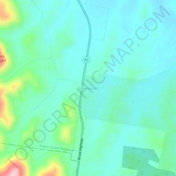 Mapa topográfico Glenwood, altitude, relevo