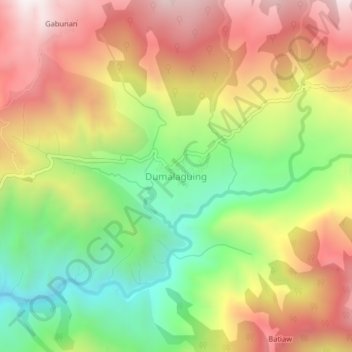 Mapa topográfico Dumalaguing, altitude, relevo