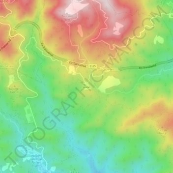 Mapa topográfico Joanet, altitude, relevo