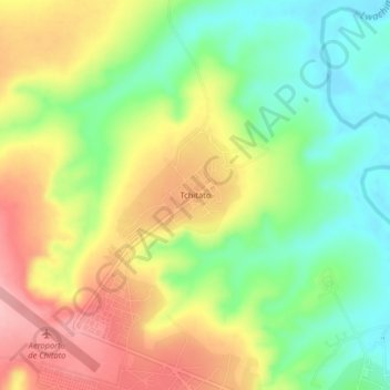 Mapa topográfico Tchitato, altitude, relevo
