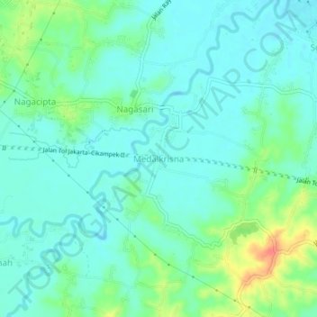Mapa topográfico Medalkrisna, altitude, relevo