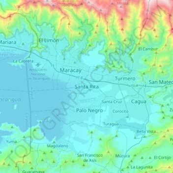 Mapa topográfico Santa Rita, altitude, relevo