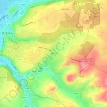 Mapa topográfico La Tuilerie, altitude, relevo