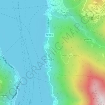Mapa topográfico Grotta Masera, altitude, relevo