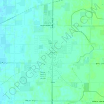 Mapa topográfico Hilmar, altitude, relevo