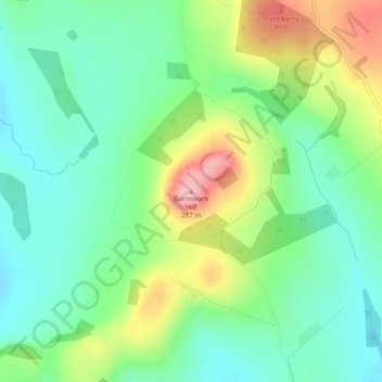 Mapa topográfico Burnswark Hill, altitude, relevo